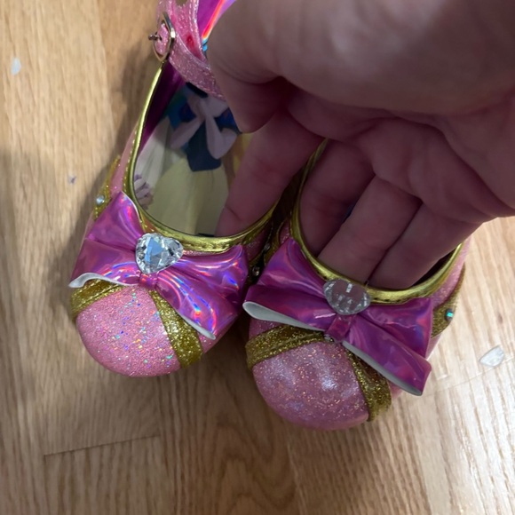 Disney Little Girls Princess Pink Glitter Shoes SZ 12 Disney Buckle Style - Picture 3 of 4